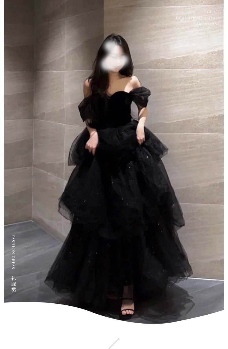 パーティードレス イブニングドレス2024新しいワンショルダーシニアセンス成人式卒業式パフォーマンス女性