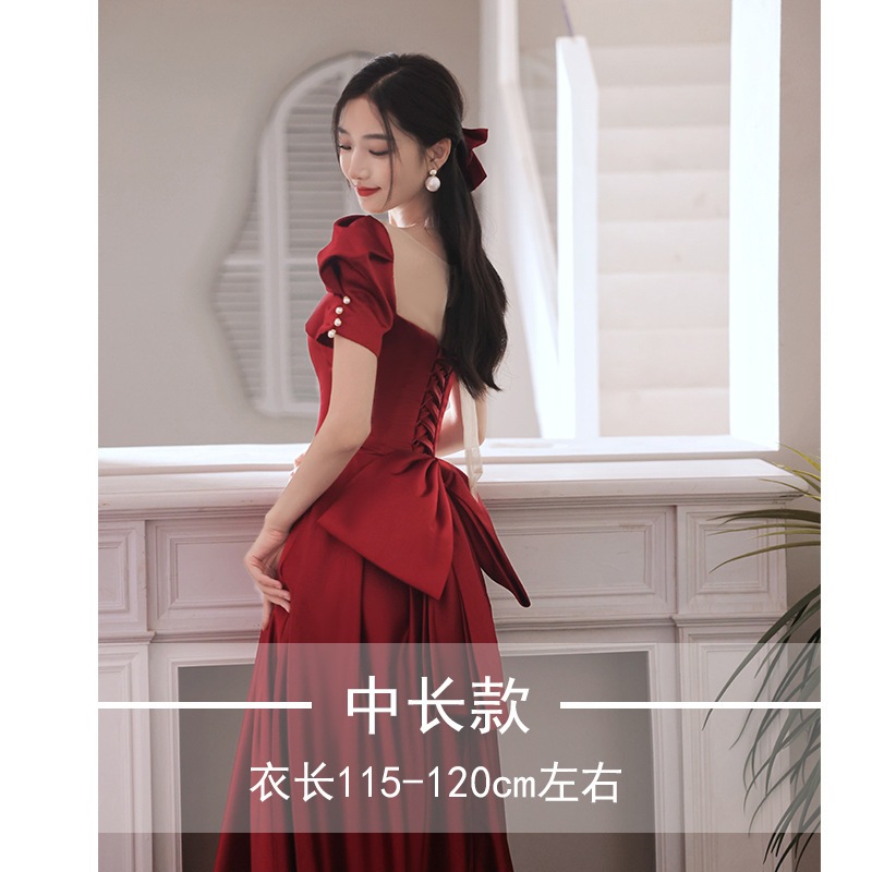 敬酒服花嫁女2025結婚敬酒宴会小柄なワインレッドドレス 敬酒服花嫁女2025結婚敬酒宴会小柄なワインレッドドレス