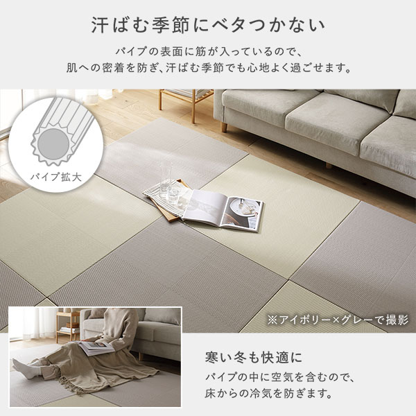 [6枚セット] い草風 置き畳 約幅82x奥行82x高さ2.5cm ライトグリーン 市松模様 軽量 滑り止めシート付 傷防止 水拭きできる_10