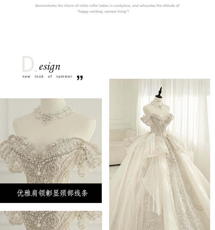 ワンショルダーウェディングドレス2025花嫁重工業ラージテールホワイト主糸 ワンショルダーウェディングドレス2025花嫁重工業ラージテールホワイト主糸