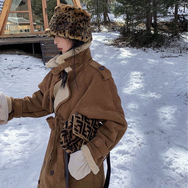 Qoo10] 2025冬新品 スエード+ボア 一体式