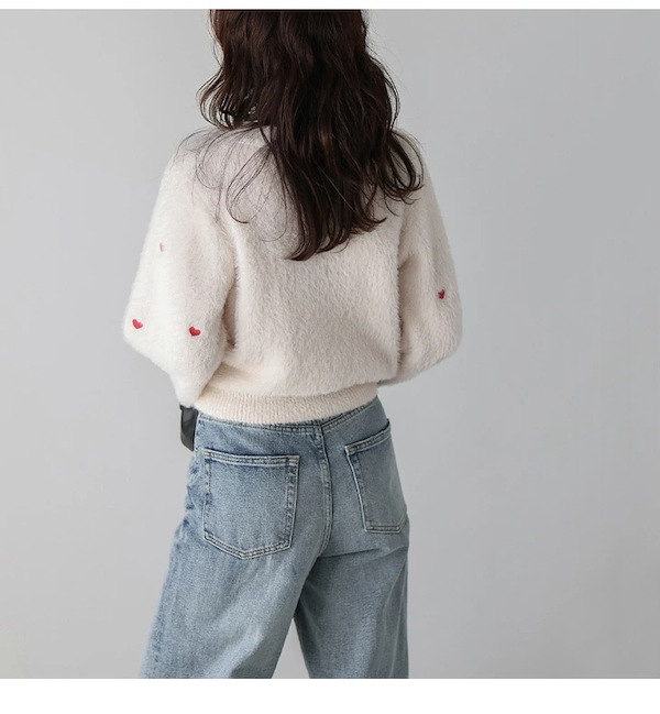 売り切り価格 ami グレー ニットセーター ハート刺繍