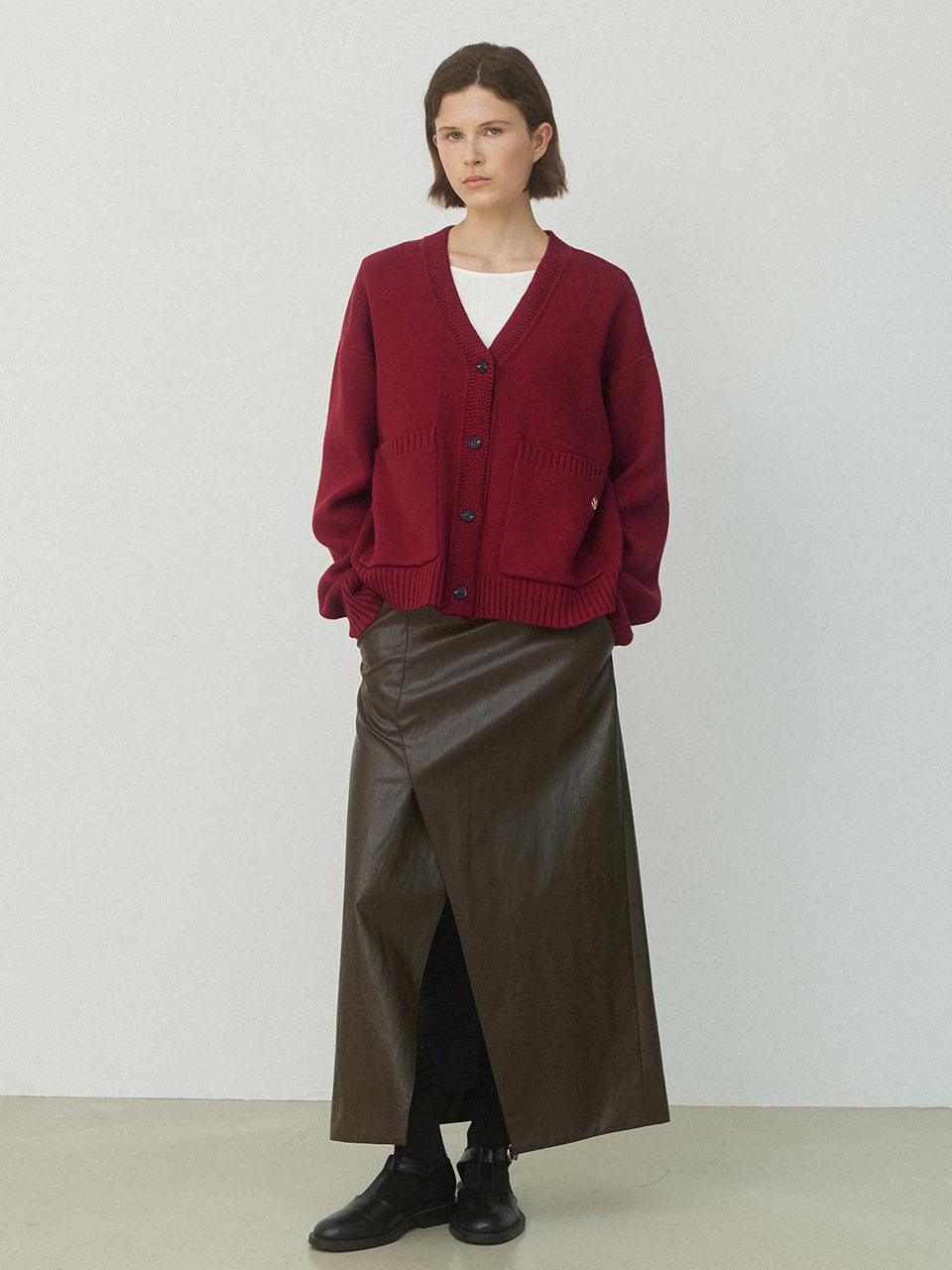 (CD-2146)OUT POCKET WOOL CARDIGAN