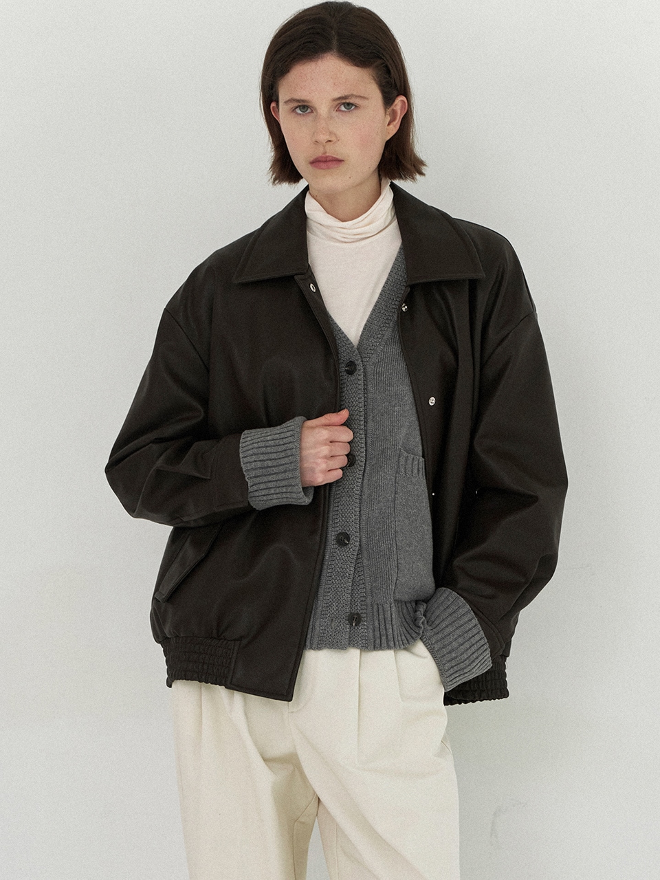 (CD-2146)OUT POCKET WOOL CARDIGAN