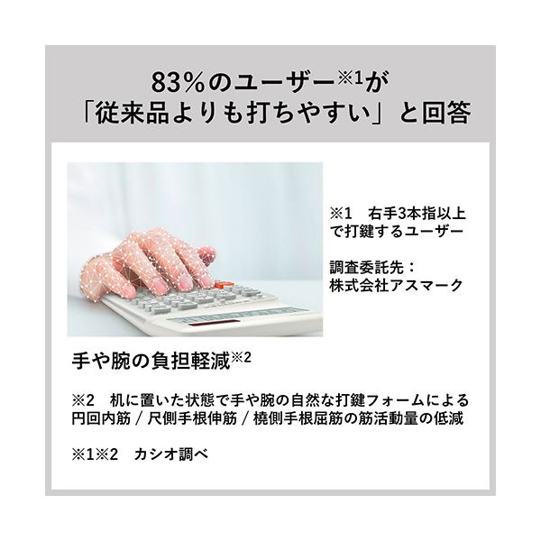 カシオ 人間工学電卓 12桁ジャストタイプ ホワイト JE-12D-WE-N 1台