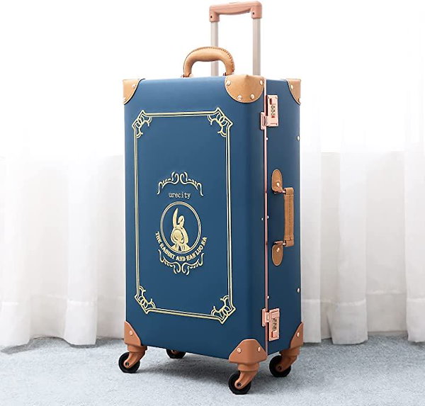 urecity 可愛い スーツケース クラシック トランク トランクケース ホワイト 白 機内持込 キャリーケース かわいい 子供 女の子 バラの白, L+SS24