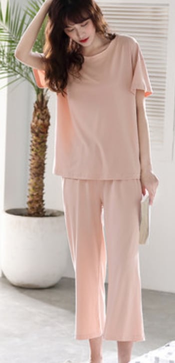 ルームウエア レディース 膝丈 ロング丈 半袖 ラウンドネック ウエストゴム 薄手 上下2点セット かわいい シンプル ガーリー ラフ 無地 春 夏 秋 ママ 楽ちん お揃い ゆったり ピンク ルームウエア レディース 膝丈 ロング丈 半袖 ラウンドネック ウエストゴム 薄手 上下2点セット かわいい シンプル ガーリー ラフ 無地 春 夏 秋 ママ 楽ちん お揃い ゆったり ピンク