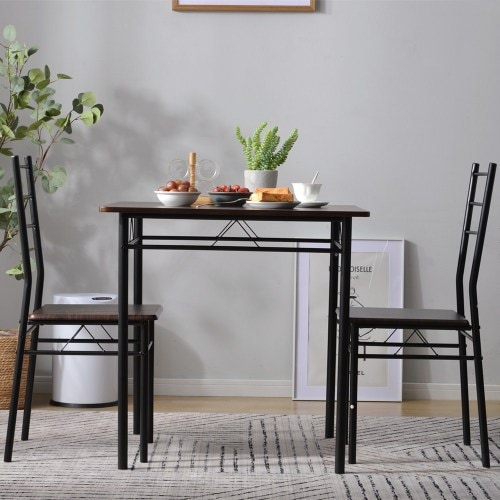 【3点セット】美品です！ダークブラウンのダイニングテーブル＋チェア２つ 3点セット】美品です！ダークブラウンのダイニングテーブル＋チェア2つ