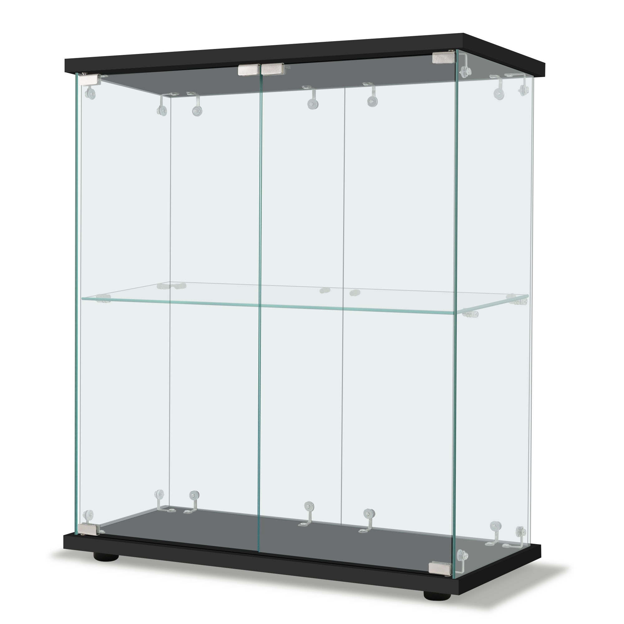 【国内出荷】コレクションケース 両扉タイプ 大型 ワイドタイプ ガラスディスプレイキャビネット フィギュアケース 2段 強化ガラス 全面ガラス サイズ:幅80.5×奥行36.5×高さ86cm ブラック 【国内出荷】コレクションケース 両扉タイプ 大型 ワイドタイプ ガラスディスプレイキャビネット フィギュアケース 2段 強化ガラス 全面ガラス サイズ:幅80.5×奥行36.5×高さ86cm ブラック