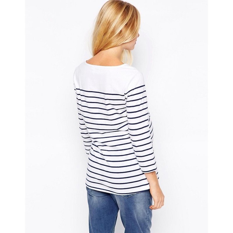 エイソス レディース トップス カジュアルシャツ【ASOS Maternity Top in Cotton Breton Stripe with 3/4 Sleeve】White/navy エイソス レディース トップス カジュアルシャツ【ASOS Maternity Top in Cotton Breton Stripe with 3/4 Sleeve】White/navy