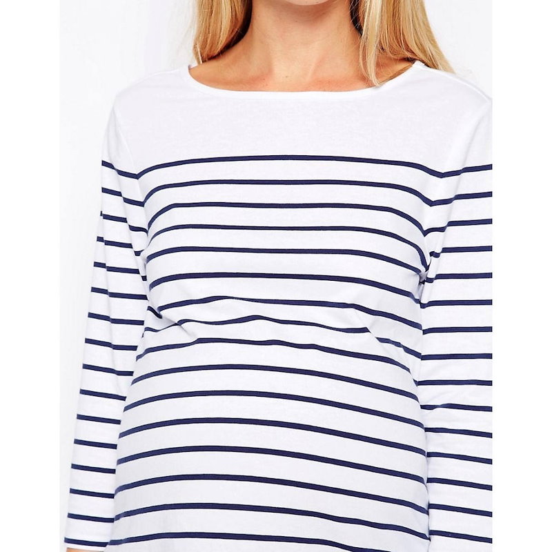 エイソス レディース トップス カジュアルシャツ【ASOS Maternity Top in Cotton Breton Stripe with 3/4 Sleeve】White/navy エイソス レディース トップス カジュアルシャツ【ASOS Maternity Top in Cotton Breton Stripe with 3/4 Sleeve】White/navy
