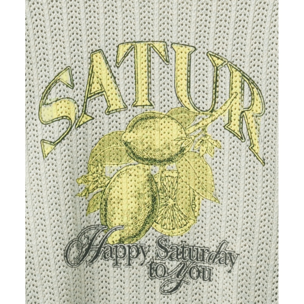SATUR イビザシトロンサマーグラフィックメッシュニットナチュラルグリーン SATUR イビザシトロンサマーグラフィックメッシュニットナチュラルグリーン