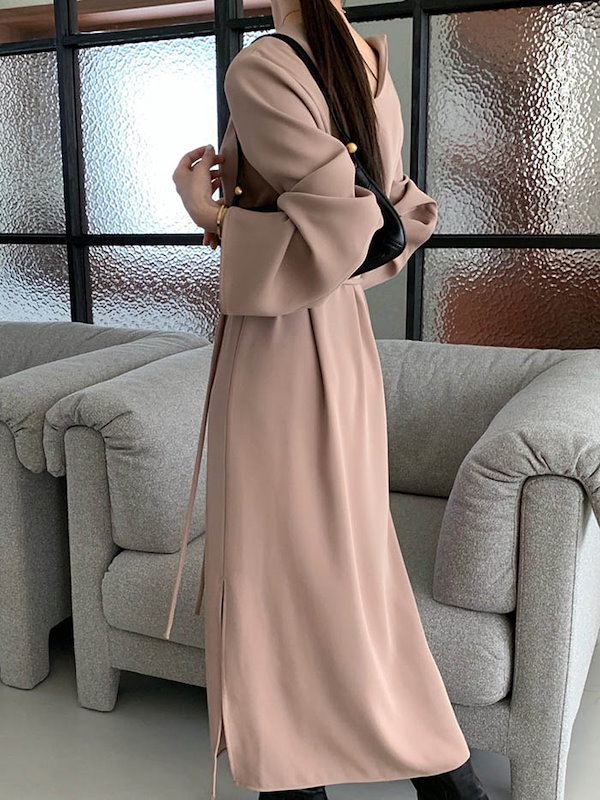 Qoo10] ワンピース レディース 長袖 サイドスリ