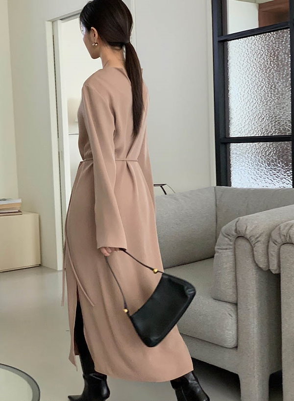 Qoo10] ワンピース レディース 長袖 サイドスリ