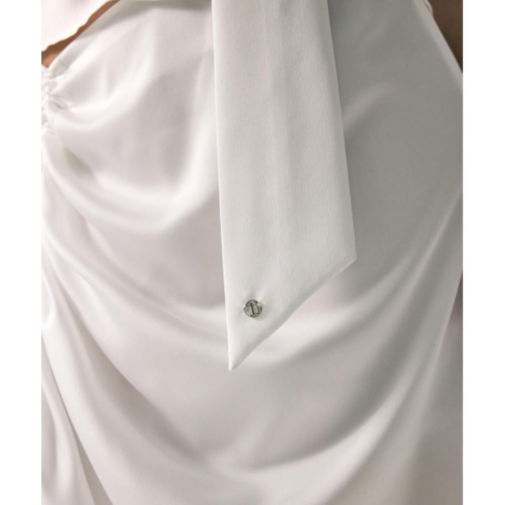 TREEMINGBIRD Tied Shirring Crop Shirts White TMB242SR7 TREEMINGBIRD Tied Shirring Crop Shirts White TMB242SR7