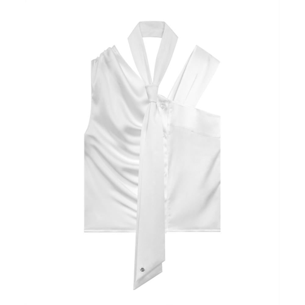 TREEMINGBIRD Tied Shirring Crop Shirts White TMB242SR7 TREEMINGBIRD Tied Shirring Crop Shirts White TMB242SR7