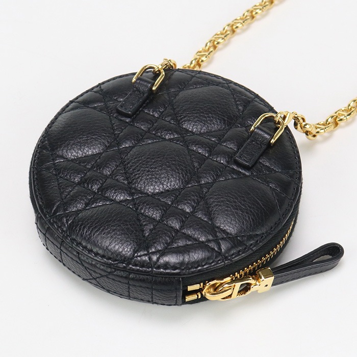 ラウンド チェーンショルダーポーチ カロ CD84603 ショルダーバッグ レザー/ラウンド チェーンショルダーポーチ ブラック【中古】 レディース