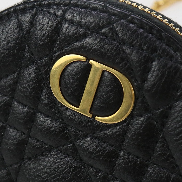 ラウンド チェーンショルダーポーチ カロ CD84603 ショルダーバッグ レザー/ラウンド チェーンショルダーポーチ ブラック【中古】 レディース