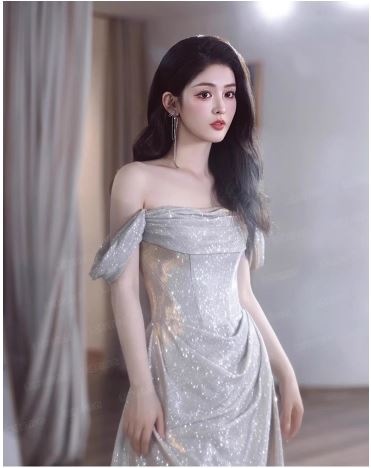 爆閃銀色花嫁結婚婚約敬酒服モーニングドレス誕生日パーティー司会者ウェディングドレスドレスドレス 爆閃銀色花嫁結婚婚約敬酒服モーニングドレス誕生日パーティー司会者ウェディングドレスドレスドレス