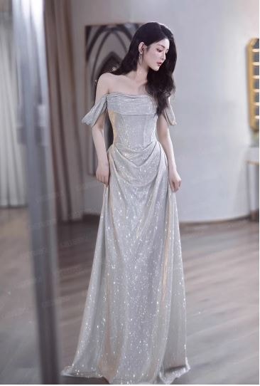 爆閃銀色花嫁結婚婚約敬酒服モーニングドレス誕生日パーティー司会者ウェディングドレスドレスドレス 爆閃銀色花嫁結婚婚約敬酒服モーニングドレス誕生日パーティー司会者ウェディングドレスドレスドレス