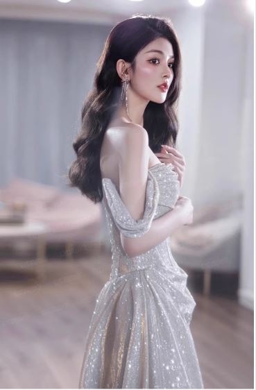 爆閃銀色花嫁結婚婚約敬酒服モーニングドレス誕生日パーティー司会者ウェディングドレスドレスドレス 爆閃銀色花嫁結婚婚約敬酒服モーニングドレス誕生日パーティー司会者ウェディングドレスドレスドレス