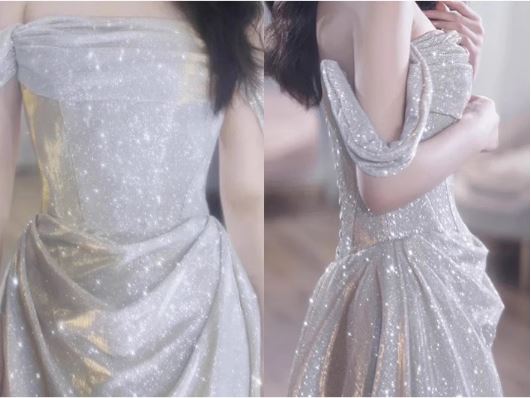 爆閃銀色花嫁結婚婚約敬酒服モーニングドレス誕生日パーティー司会者ウェディングドレスドレスドレス 爆閃銀色花嫁結婚婚約敬酒服モーニングドレス誕生日パーティー司会者ウェディングドレスドレスドレス