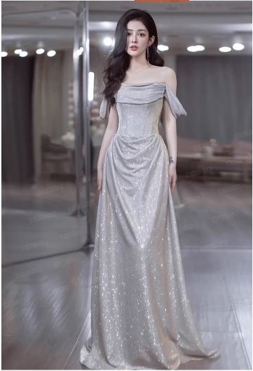 爆閃銀色花嫁結婚婚約敬酒服モーニングドレス誕生日パーティー司会者ウェディングドレスドレスドレス 爆閃銀色花嫁結婚婚約敬酒服モーニングドレス誕生日パーティー司会者ウェディングドレスドレスドレス