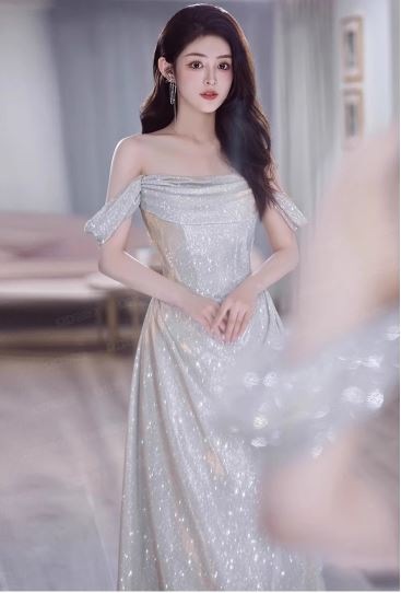 爆閃銀色花嫁結婚婚約敬酒服モーニングドレス誕生日パーティー司会者ウェディングドレスドレスドレス 爆閃銀色花嫁結婚婚約敬酒服モーニングドレス誕生日パーティー司会者ウェディングドレスドレスドレス