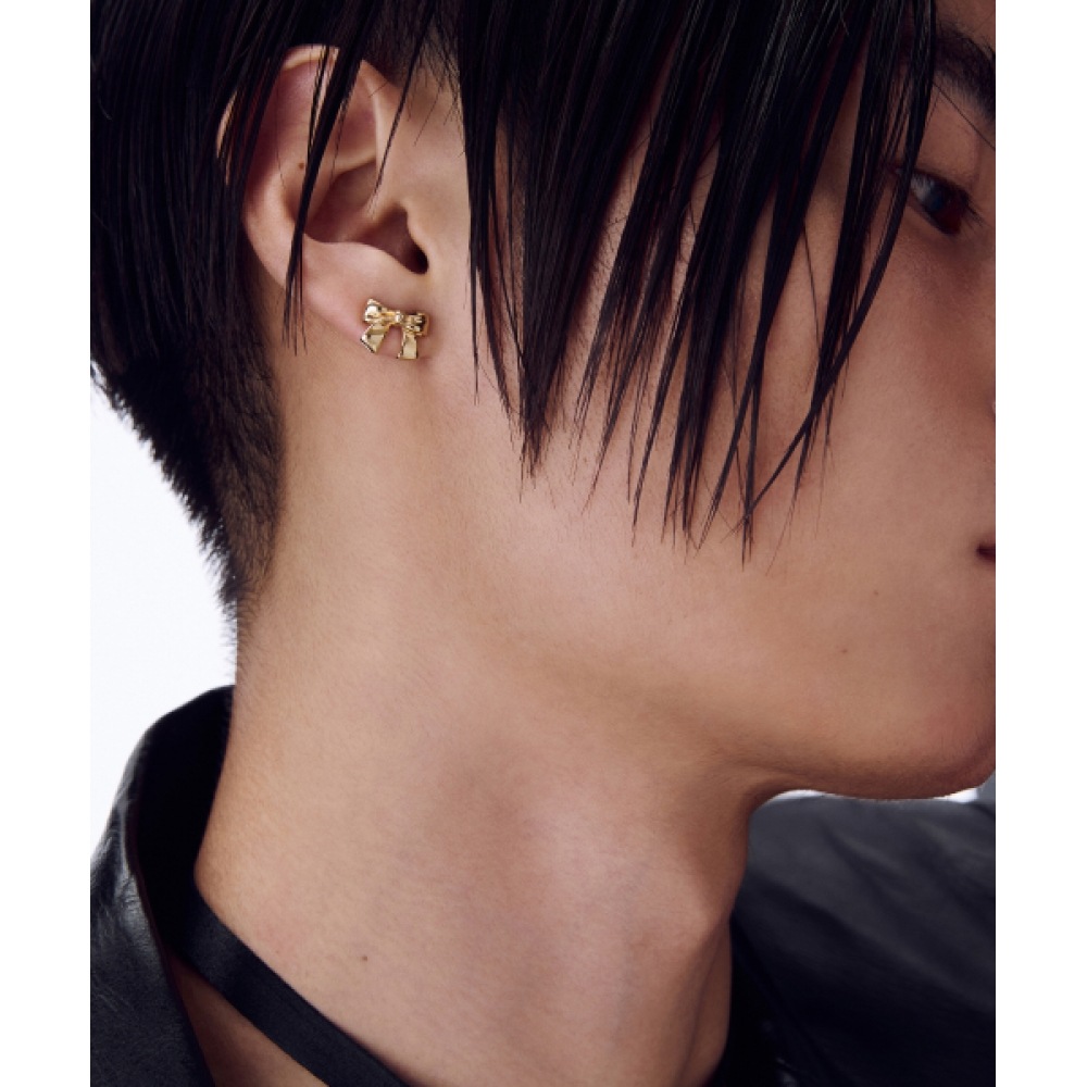 NUMBERING シルバー #7118 ピアス Numbering Ribbon Stud Earrings #7118 4BFT315 (Numbering