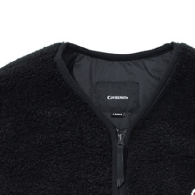 COVERNAT 24FW C ロゴノーカラーシェルパジャケットブラック COVERNAT 24FW C ロゴノーカラーシェルパジャケットブラック