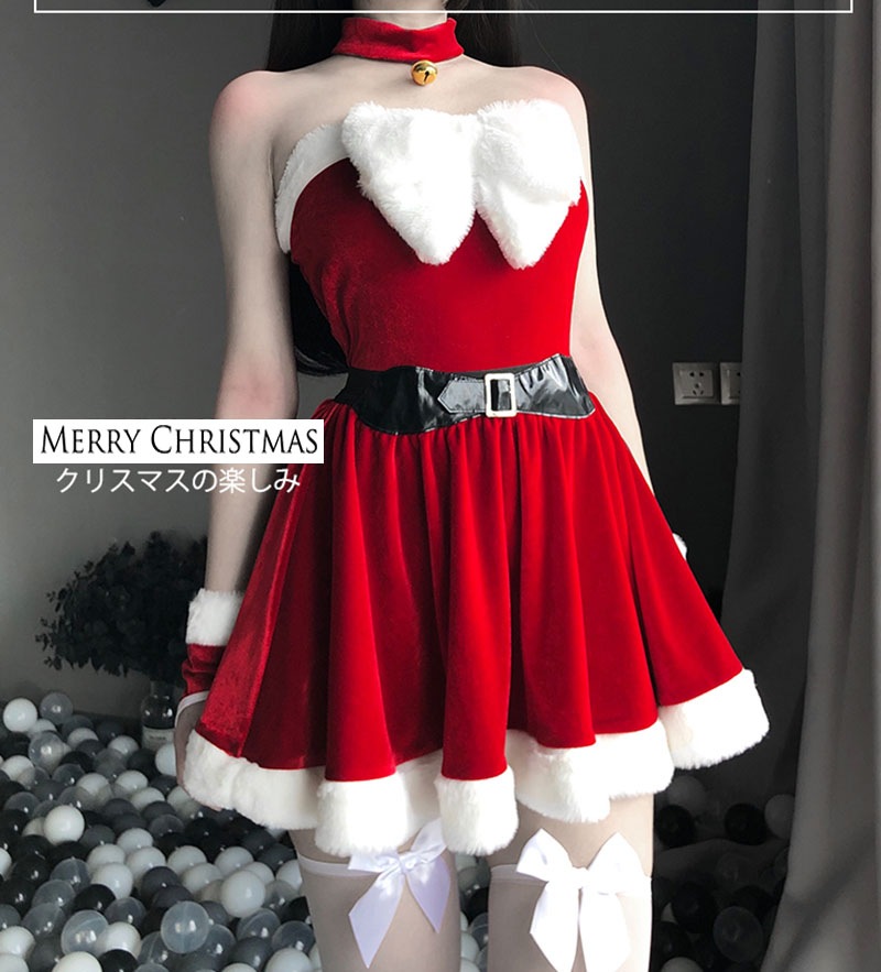 5点セット サンタ コスプレ セクシー サンタ帽子 大きいリボン クリスマス 衣装 サンタクロース コスチューム パーティ サンタコス サンタコスプレ サンタ衣装 サンタコスチューム サンタクロース衣