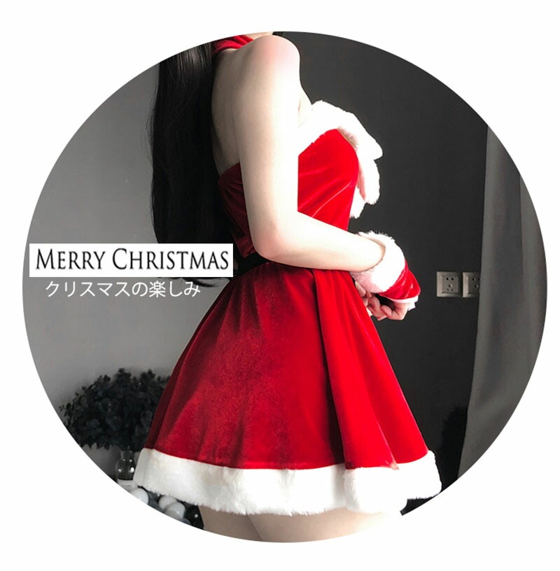 5点セット サンタ コスプレ セクシー サンタ帽子 大きいリボン クリスマス 衣装 サンタクロース コスチューム パーティ サンタコス サンタコスプレ サンタ衣装 サンタコスチューム サンタクロース衣