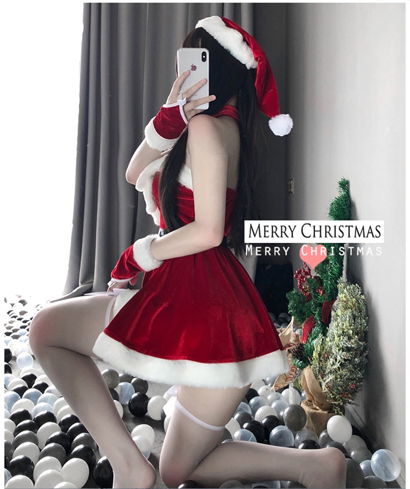 5点セット サンタ コスプレ セクシー サンタ帽子 大きいリボン クリスマス 衣装 サンタクロース コスチューム パーティ サンタコス サンタコスプレ サンタ衣装 サンタコスチューム サンタクロース衣