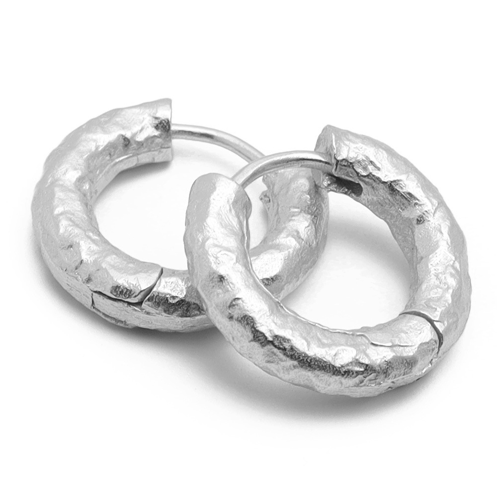 925 チャンキー フープピアス 槌目 [ce120]