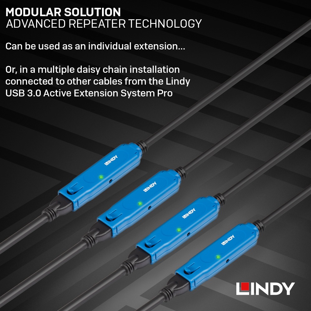 【43158】 LINDY 8m USB3.0 アクティブ延長ケーブル 【43158】 LINDY 8m USB3.0 アクティブ延長ケーブル
