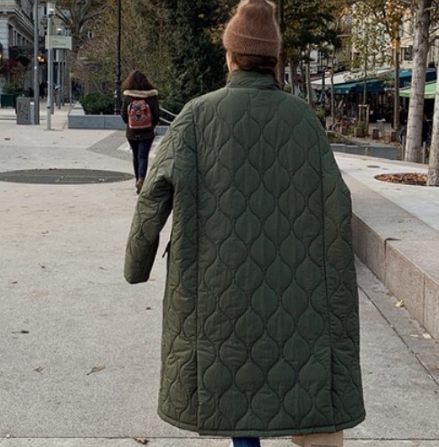 キルティングロングコート アウター コート キルティングコート ロング丈 長袖 綿 キルティング