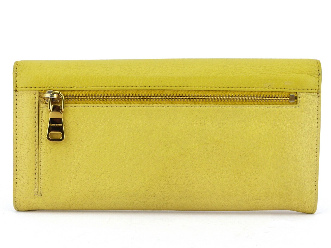 長財布 ファスナー付き 財布 リボン レディース イエロー ホワイト 白 ゴールド 中古