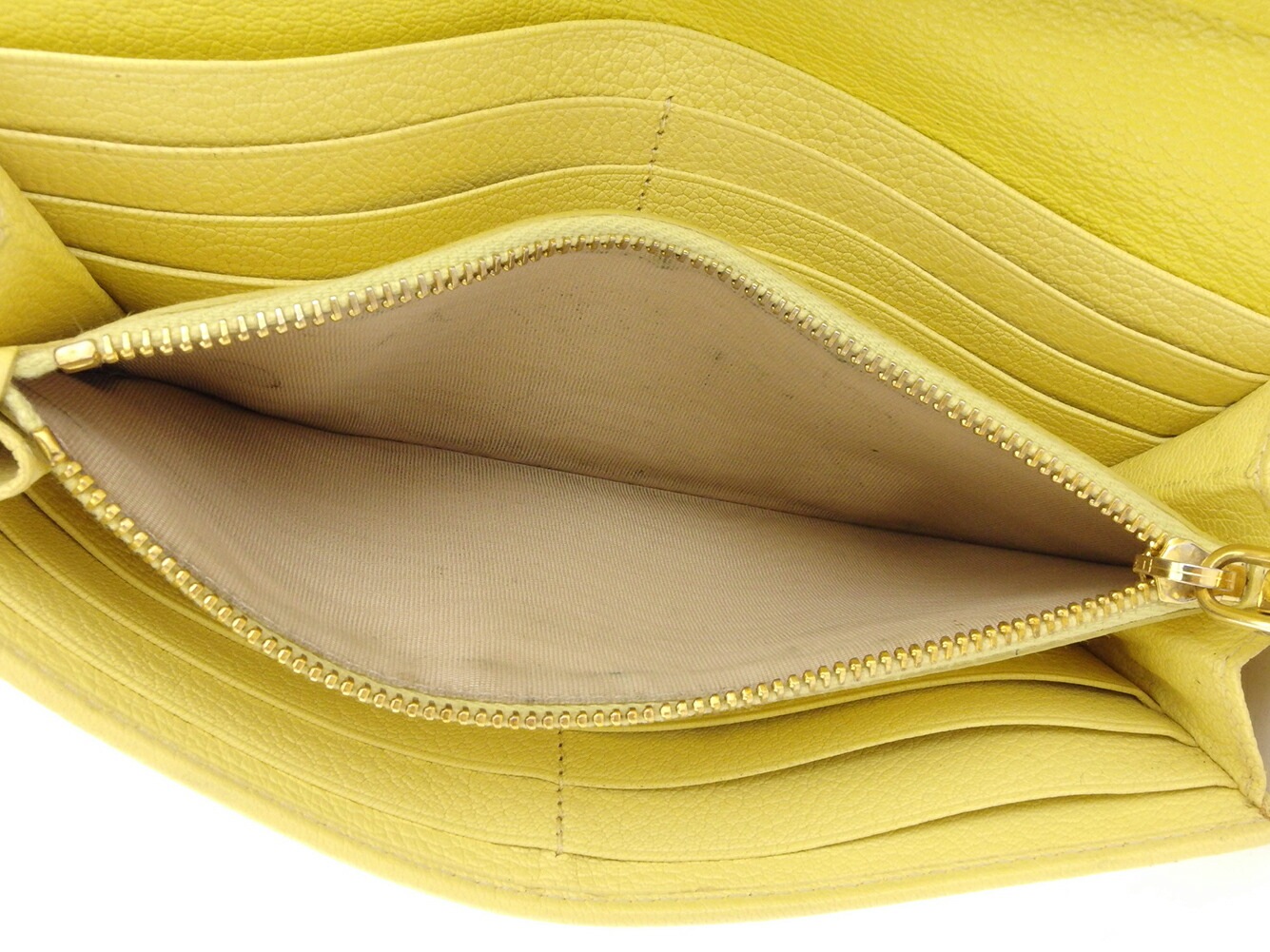 長財布 ファスナー付き 財布 リボン レディース イエロー ホワイト 白 ゴールド 中古