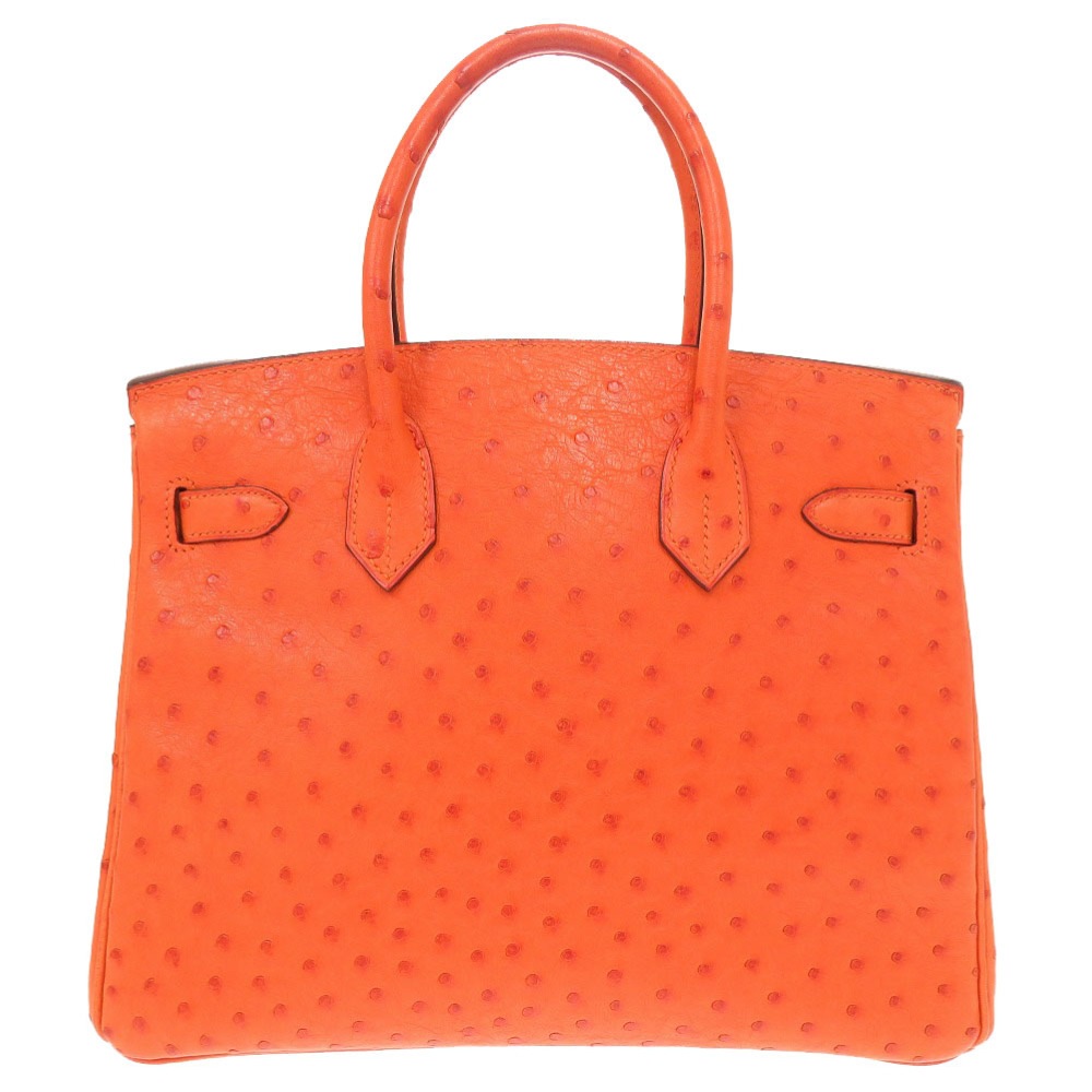 美品 バーキン30 ハンドバッグ オーストリッチ タンジェリン I刻印 0328【中古】 レディース