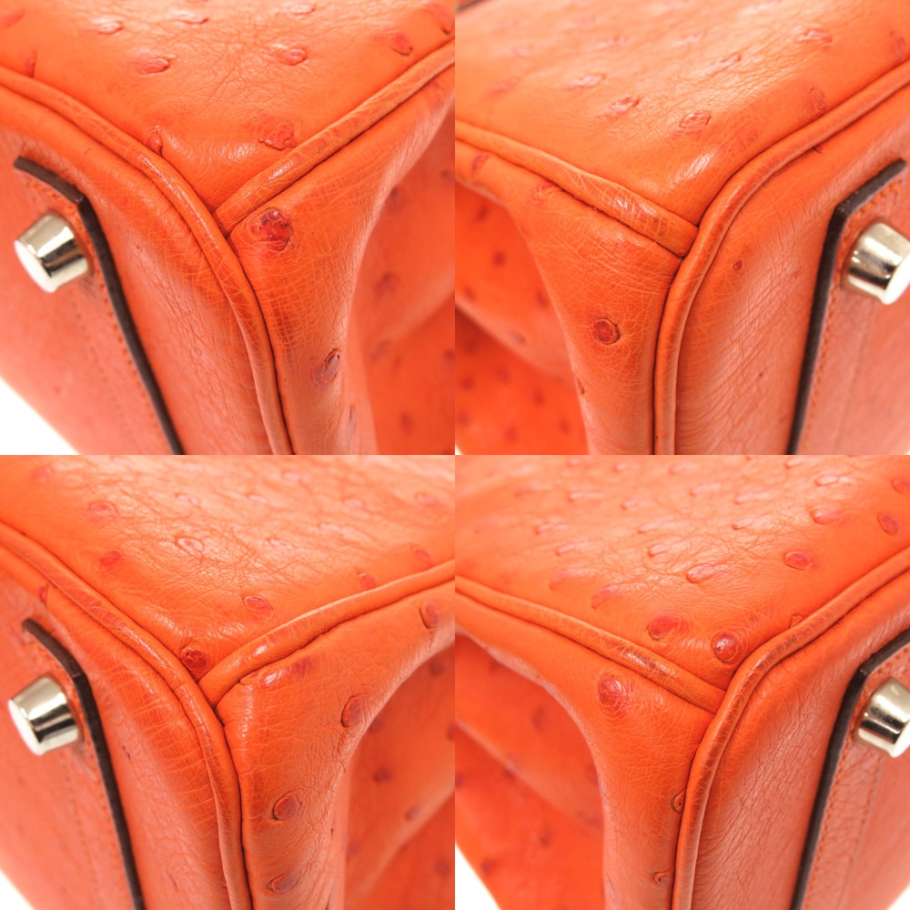 美品 バーキン30 ハンドバッグ オーストリッチ タンジェリン I刻印 0328【中古】 レディース