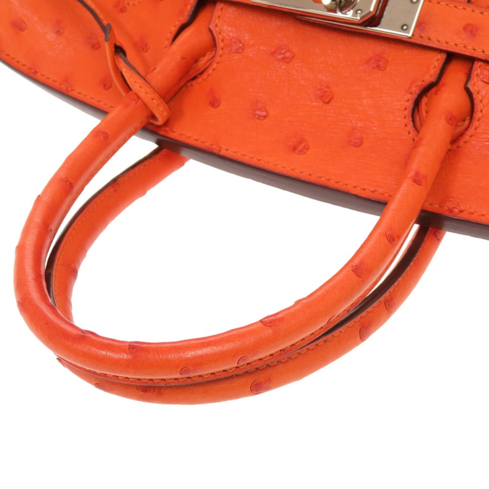 美品 バーキン30 ハンドバッグ オーストリッチ タンジェリン I刻印 0328【中古】 レディース