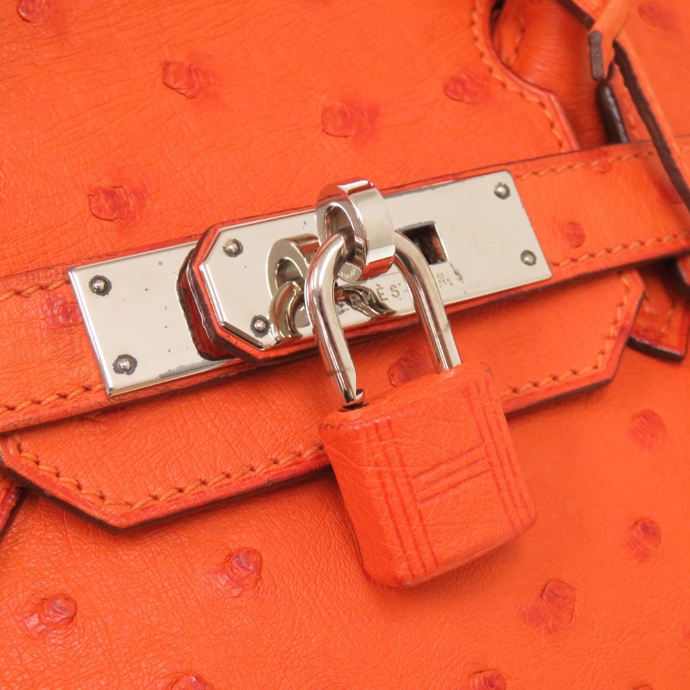 美品 バーキン30 ハンドバッグ オーストリッチ タンジェリン I刻印 0328【中古】 レディース