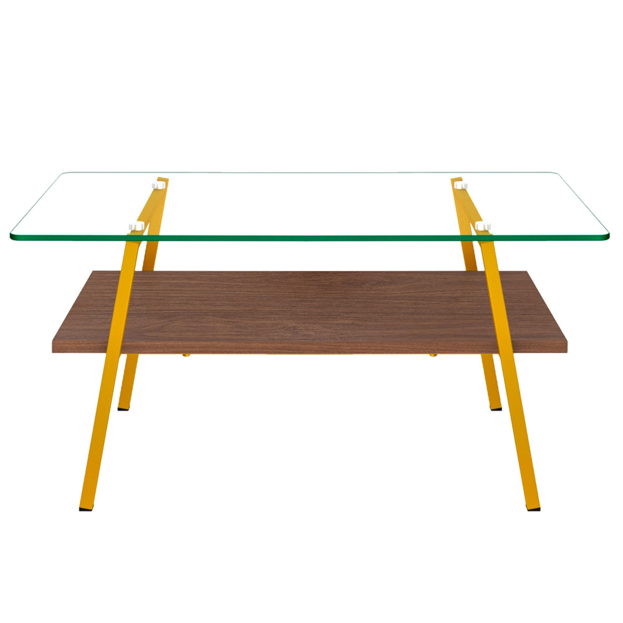 国内発送】モダン長方形コーヒーテーブル + 強化ガラス天板 リビング用