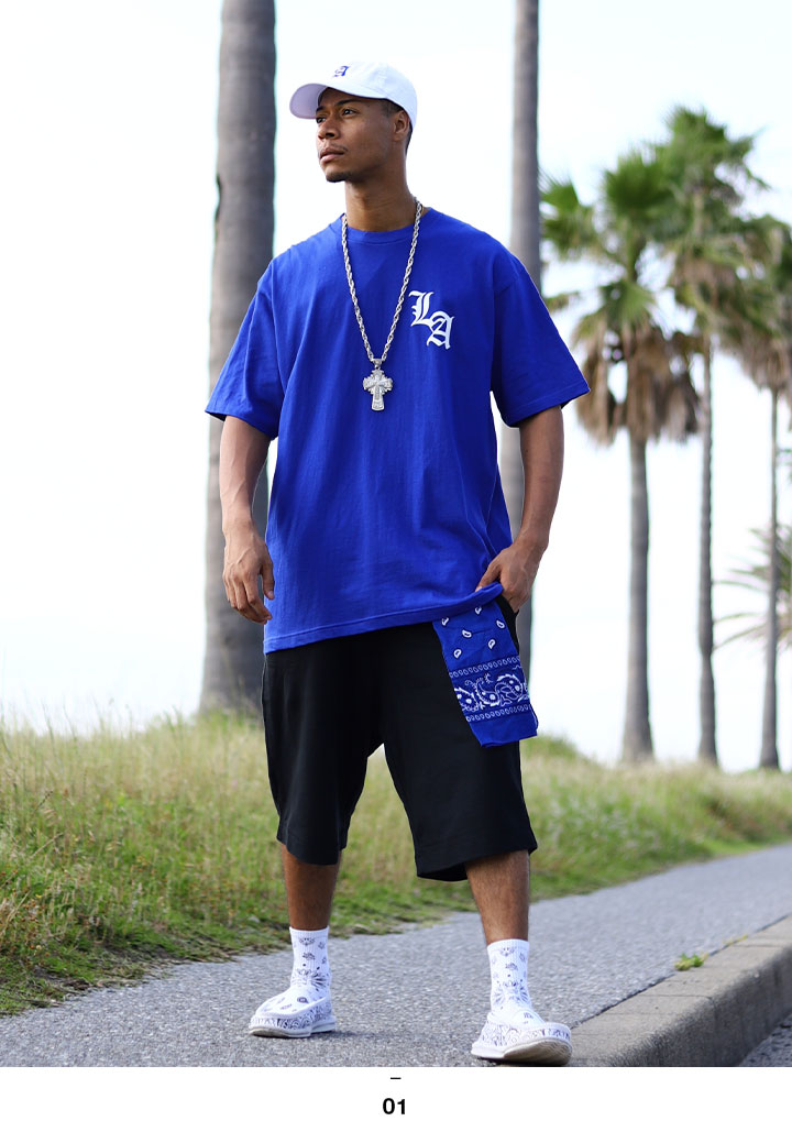 ACE FLAG 上下セット 半袖 ブランド Tシャツ ハーフパンツ メンズ 春夏用 全2色 大きいサイズ エースフラッグ セットアップ ゆったり エルエー THUG