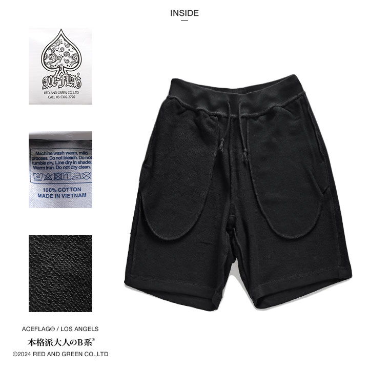 ACE FLAG 上下セット 半袖 ブランド Tシャツ ハーフパンツ メンズ 春夏用 全2色 大きいサイズ エースフラッグ セットアップ ゆったり エルエー THUG