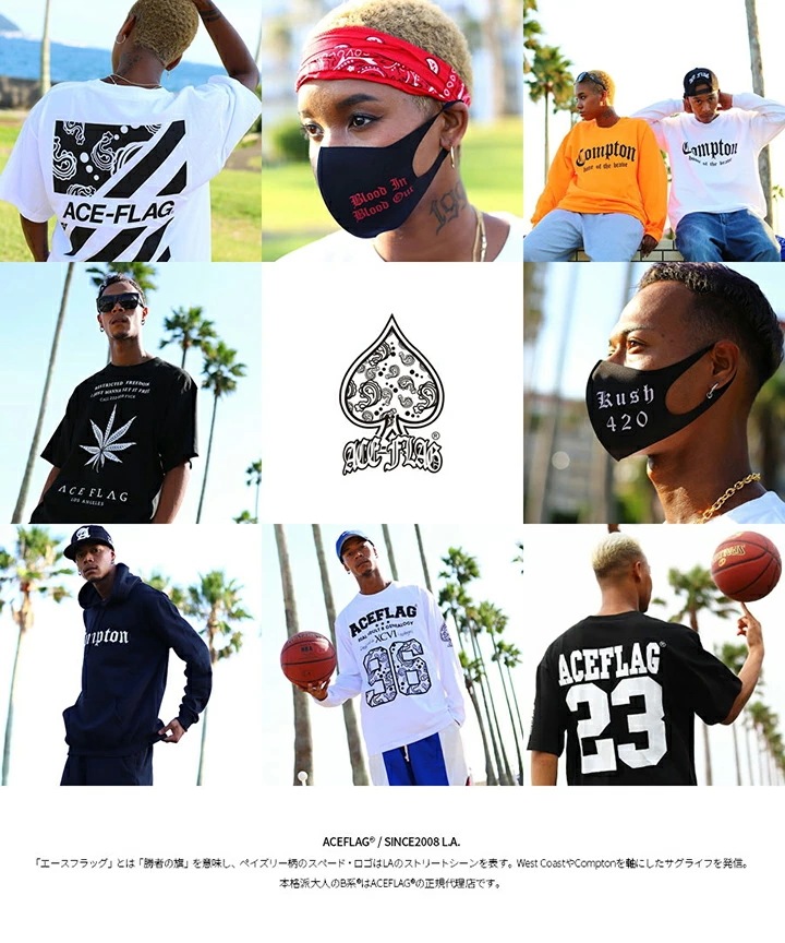 ACE FLAG 上下セット 半袖 ブランド Tシャツ ハーフパンツ メンズ 春夏用 全2色 大きいサイズ エースフラッグ セットアップ ゆったり エルエー THUG