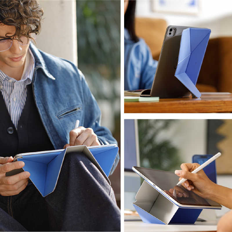 Dynamic Folio 13インチ iPad Air(M2M3)12.9インチ iPad Pro(4-6世代)用カバー ストーングレー×サファイアブルー　MS028-1-12.9P23-CMGY