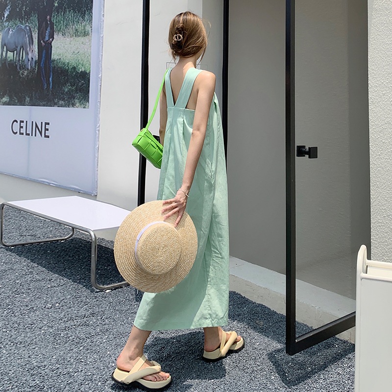 キャミソールワンピース グリーン ワンピース スリム 細身 ストレート スマート かわいい きれいめ