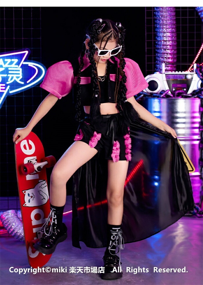新作！キッズダンス衣装 セットアップ チアダンス衣装 ヒップホップ チアリーダー 衣装 ジャズダンス 衣装 HIPHOP 女の子 セットアップ ダンス衣装 HIPHOP 応援団 体操服 ステージ