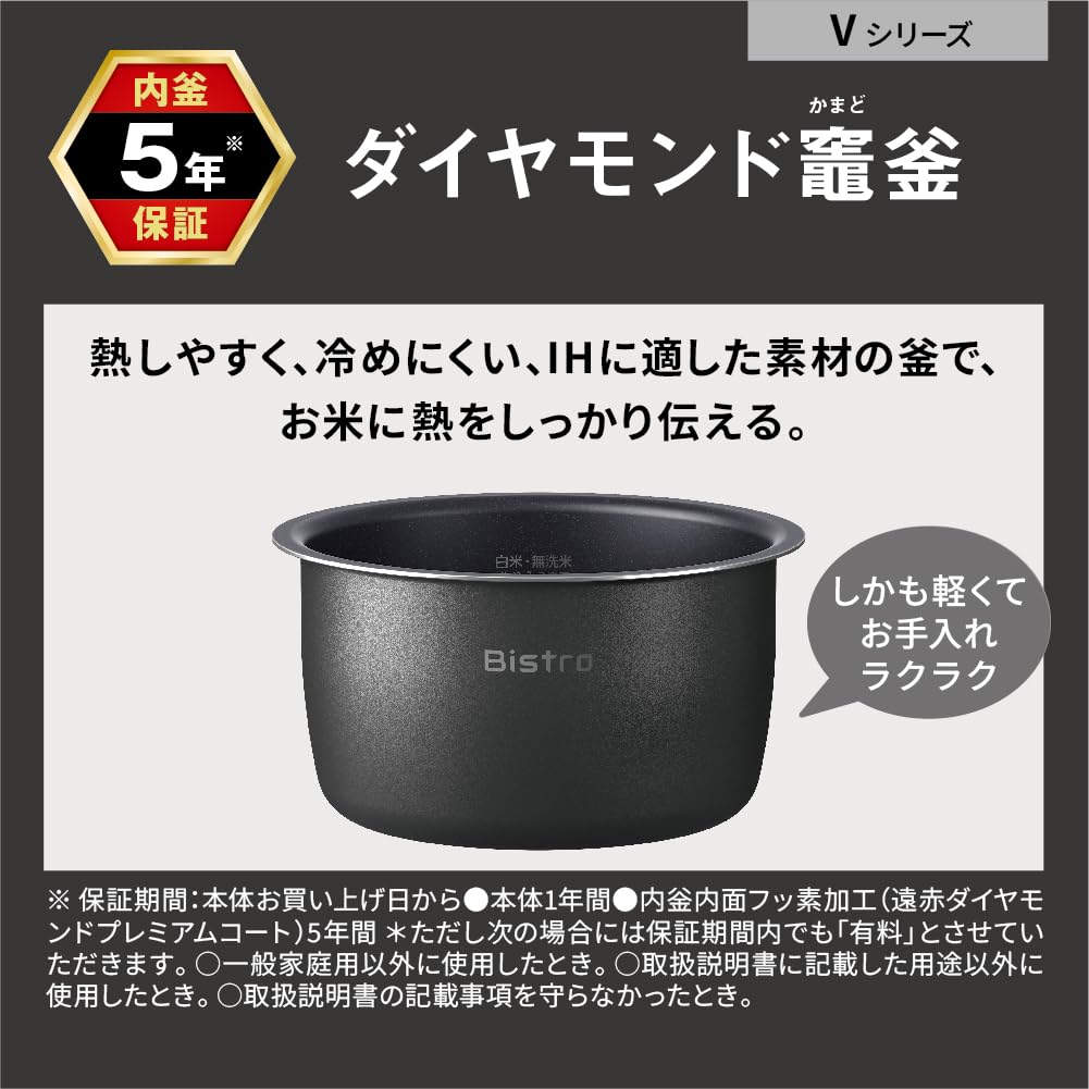 パナソニック 炊飯器 5.5合 最高峰モデル ビストロ 匠技AI 加圧熱風ポンプ搭載 お手入れ部品2点 ライトグレージュ SR-V10BA-H